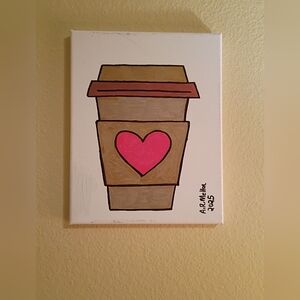 Heart Coffee Cup Canvas Art